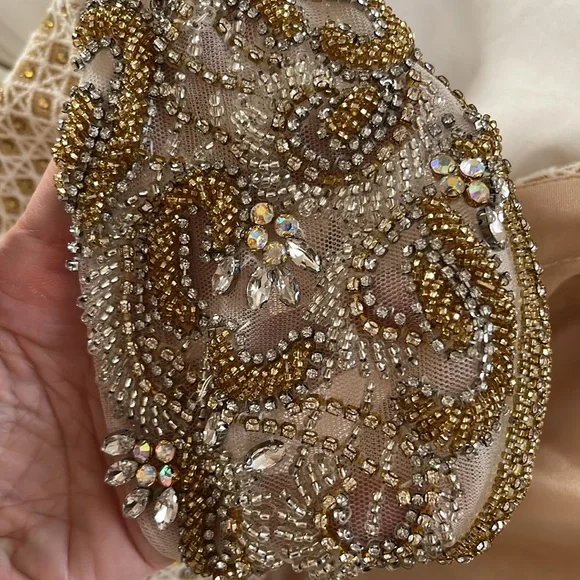 Vienna Prom Damaged Elegant Ivory and Gold Formal Prom | Wedding Gown - Picture 14 of 16